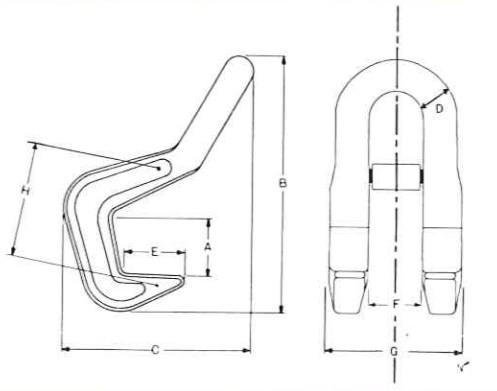 鷹牌EH型水平鋼板吊鉤尺寸